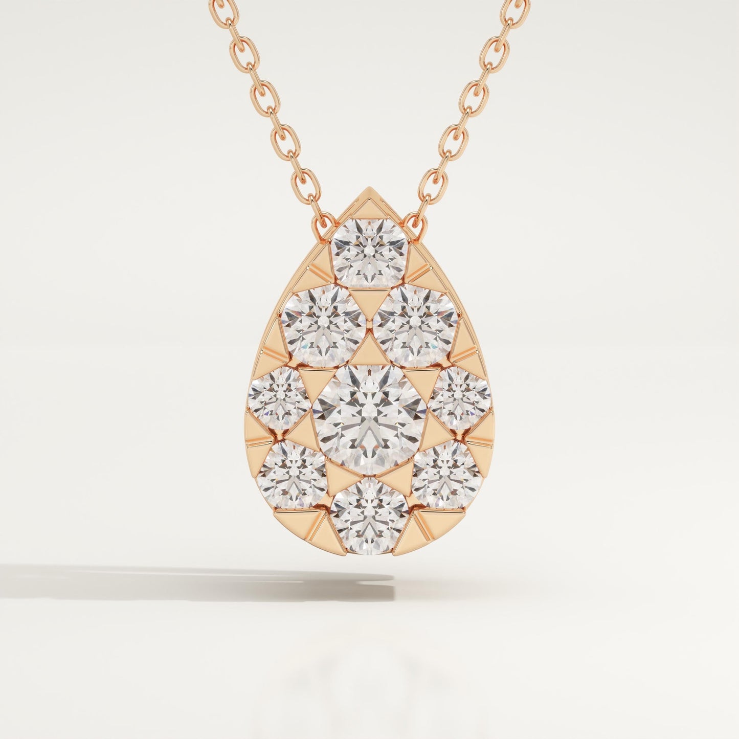 0.67 TCW Round Lab-Grown Diamond Pear Charm Necklace