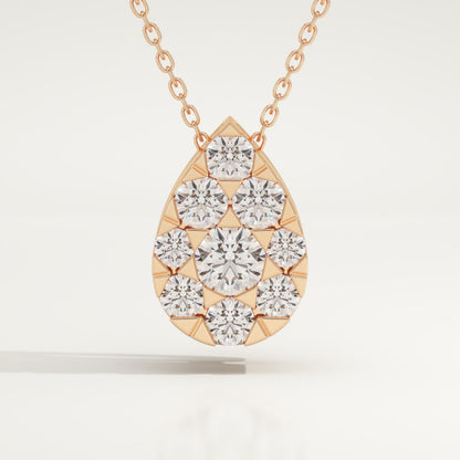 0.67 TCW Round Lab-Grown Diamond Pear Charm Necklace