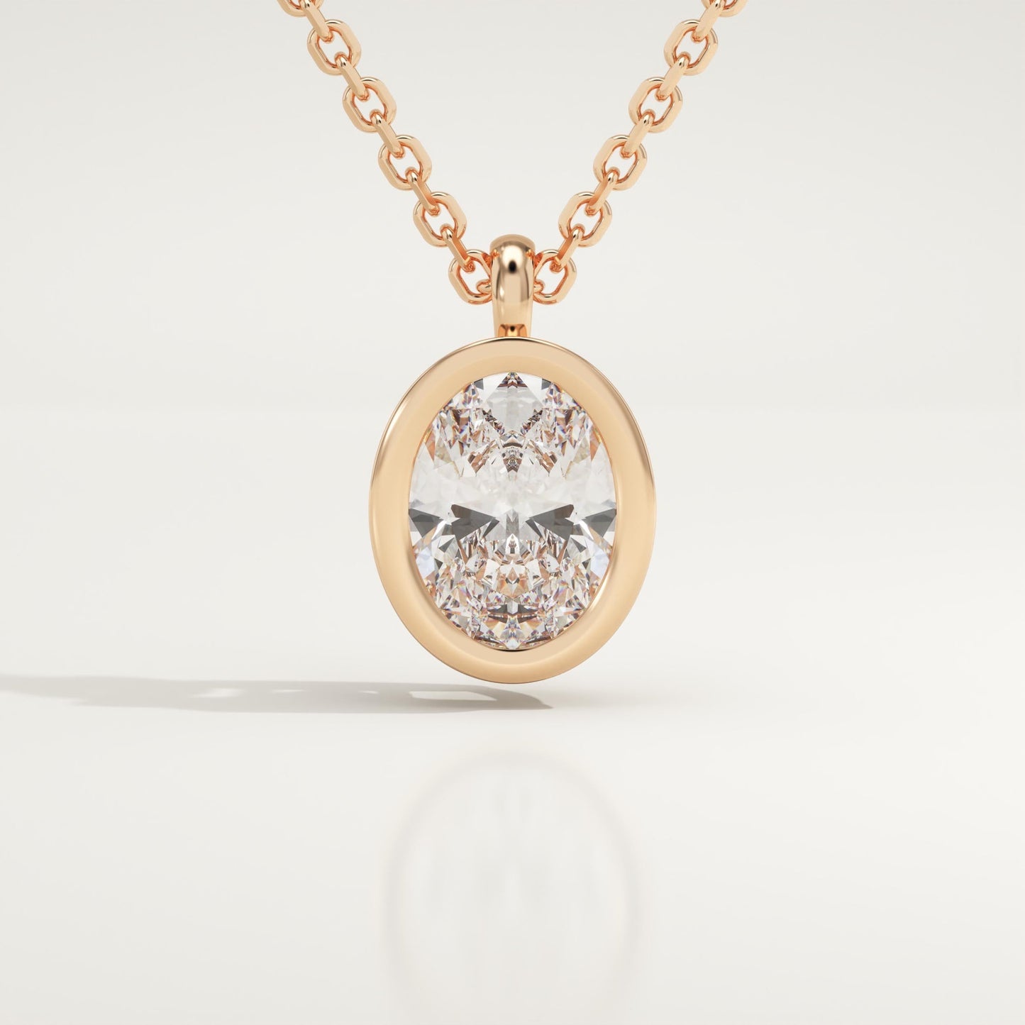 2 CT Oval Lab-Grown Diamond Solitaire & Bezel Necklace