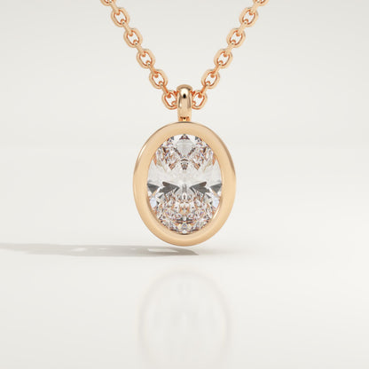 2 CT Oval Lab-Grown Diamond Solitaire & Bezel Necklace