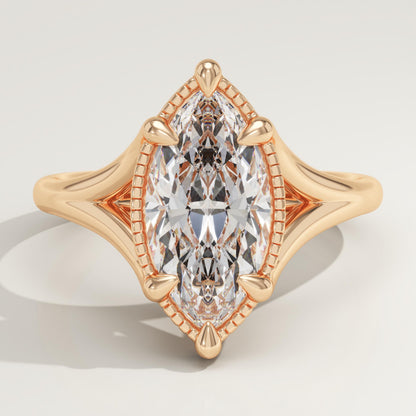 Marquise Cut Split Shank Lab-Grown Diamond Engagement Ring