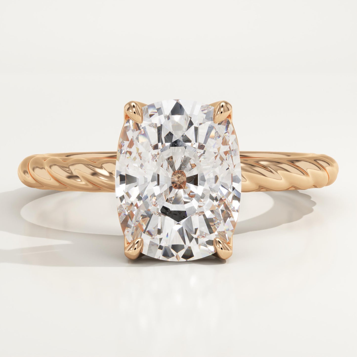 Elongated Cushion Cut Twisted Shank Lab-Grown Diamond Engagement Ring