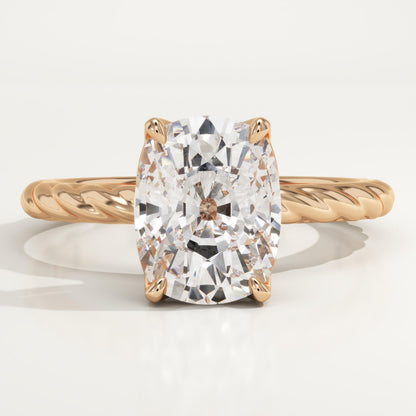 Elongated Cushion Cut Twisted Shank Lab-Grown Diamond Engagement Ring