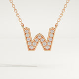 0.084 TCW Round Lab-Grown Diamond W Initial Necklace