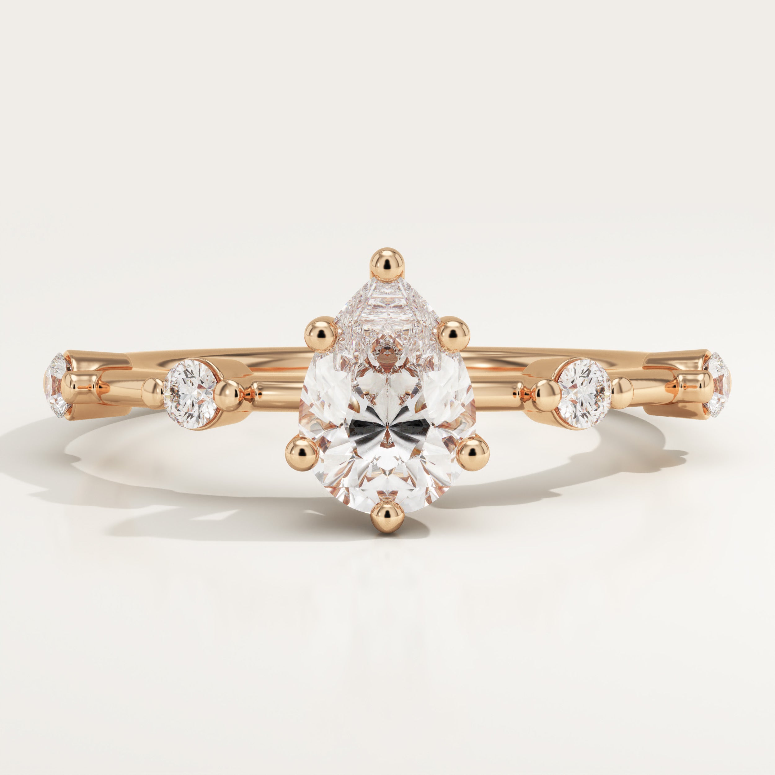 2.0 CT Pear Cut Dainty Pave Lab-Grown Diamond Engagement Ring