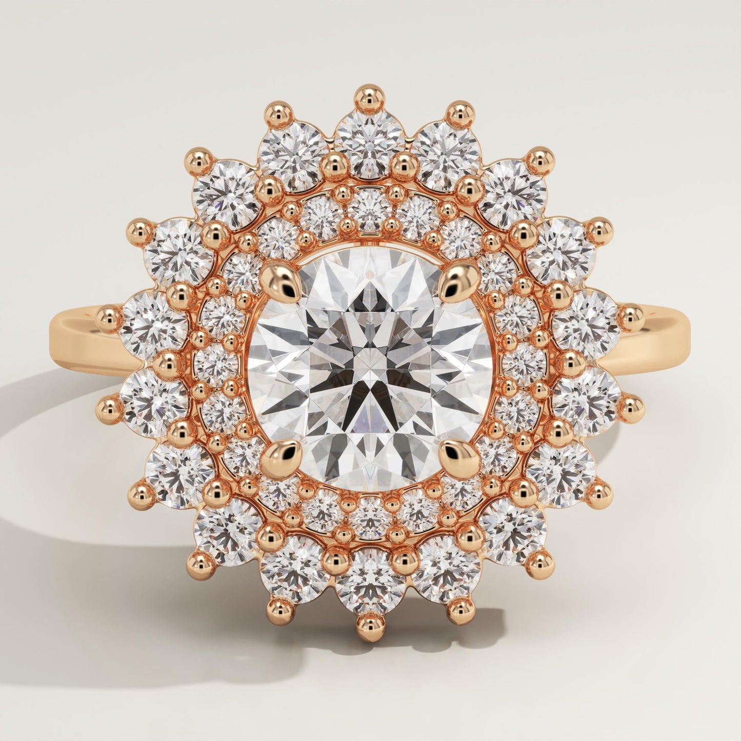Round Cut Double Halo Lab-Grown Diamond Engagement Ring