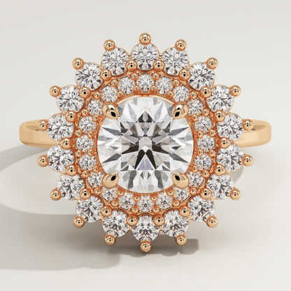 Round Cut Double Halo Lab-Grown Diamond Engagement Ring