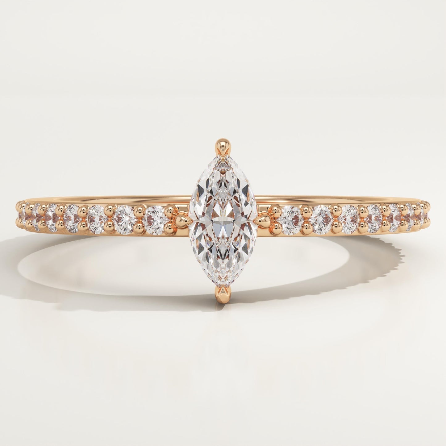 Marquise Cut Pave Lab-Grown Diamond Engagement Ring