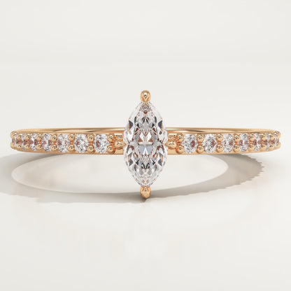 Marquise Cut Pave Lab-Grown Diamond Engagement Ring