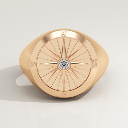 0.04 CT Round Lab-Grown Diamond Compass Wedding Band For Men