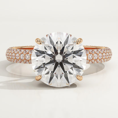 Round Cut Hidden Halo & Triple Pave Lab-Grown Diamond Engagement Ring