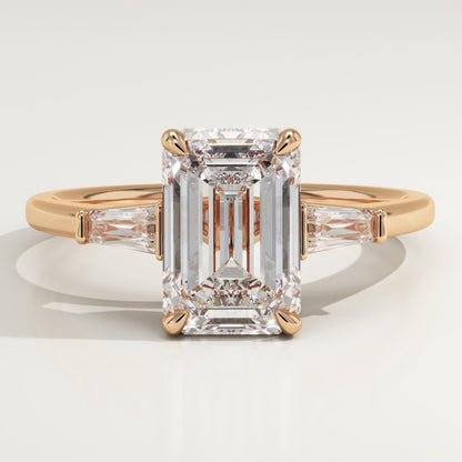Emerald Cut Three Stone Lab-Grown Diamond Engagement Ring