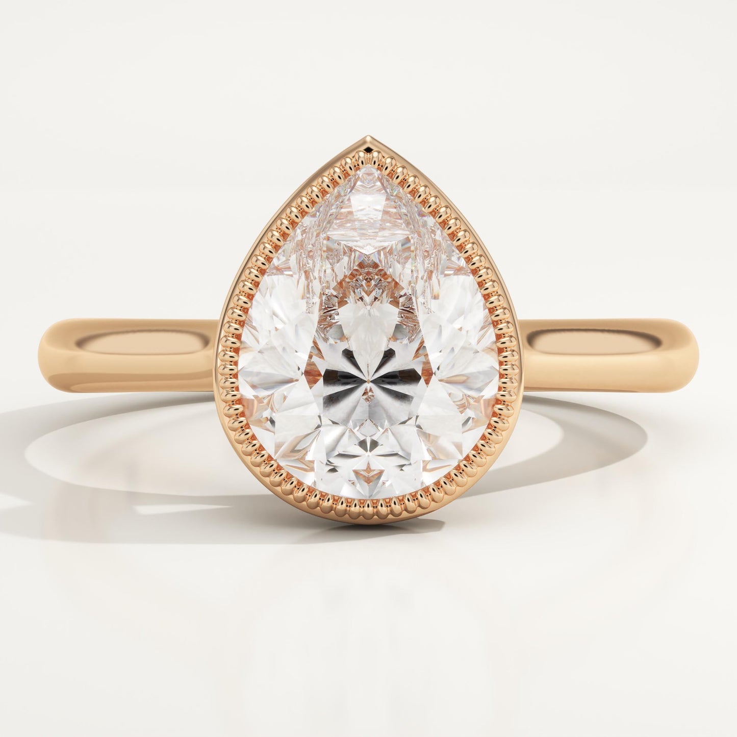 Pear Cut Solitaire Bezel Lab-Grown Diamond Engagement Ring