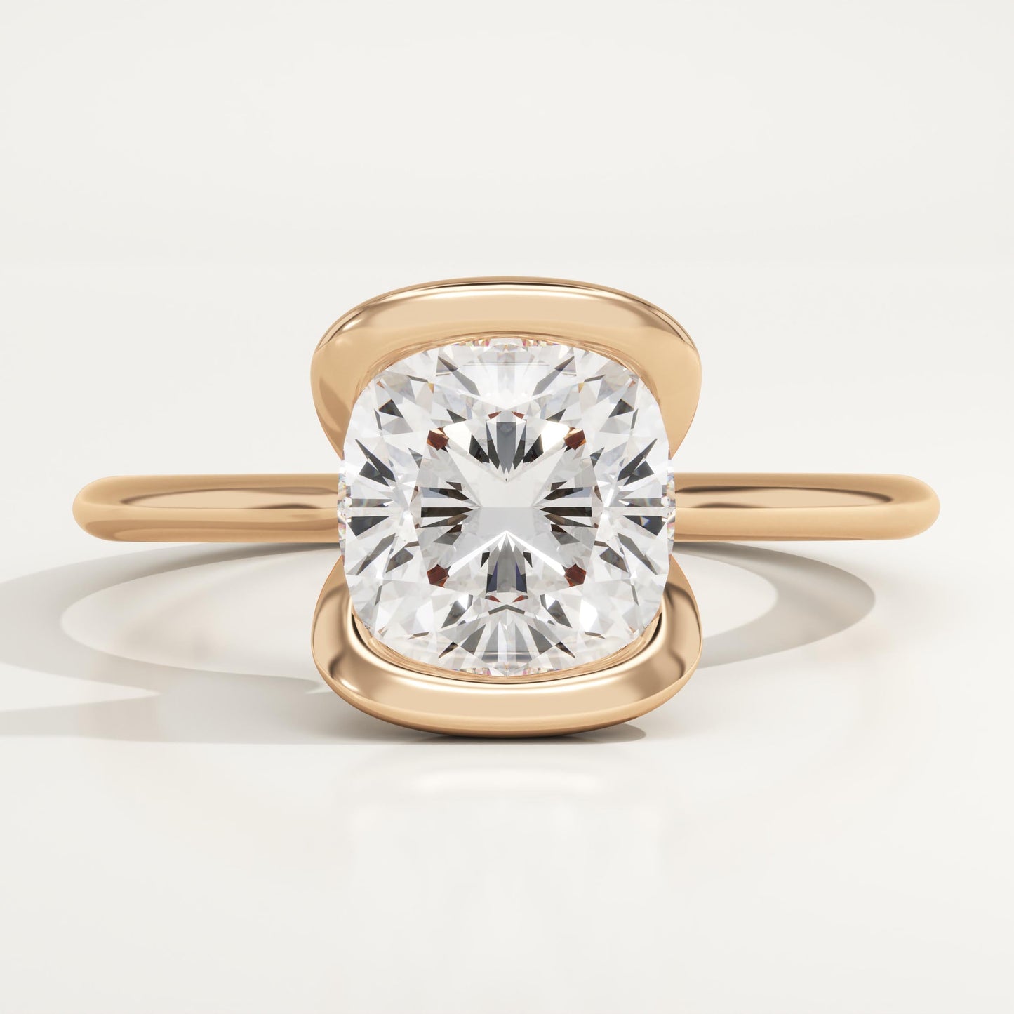 Cushion Cut Half Bezel Lab-Grown Diamond Engagement Ring