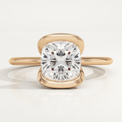 Cushion Cut Half Bezel Lab-Grown Diamond Engagement Ring