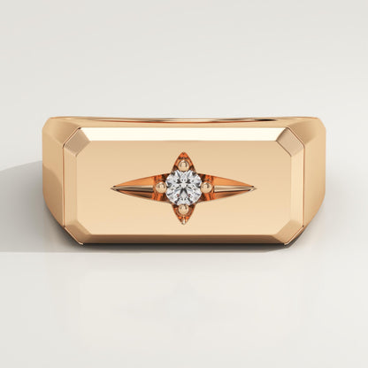 0.06 CT Round Lab-Grown Diamond Signet Wedding Band For Men