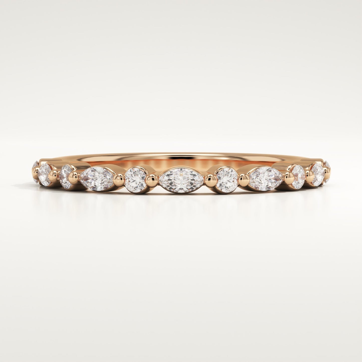 0.32 TCW Round & Marquise Lab-Grown Diamond Half Eternity Wedding Band