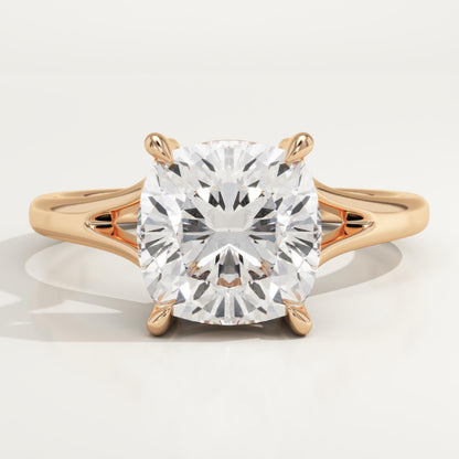 Cushion Cut Solitaire Split Shank Lab-Grown Diamond Engagement Ring