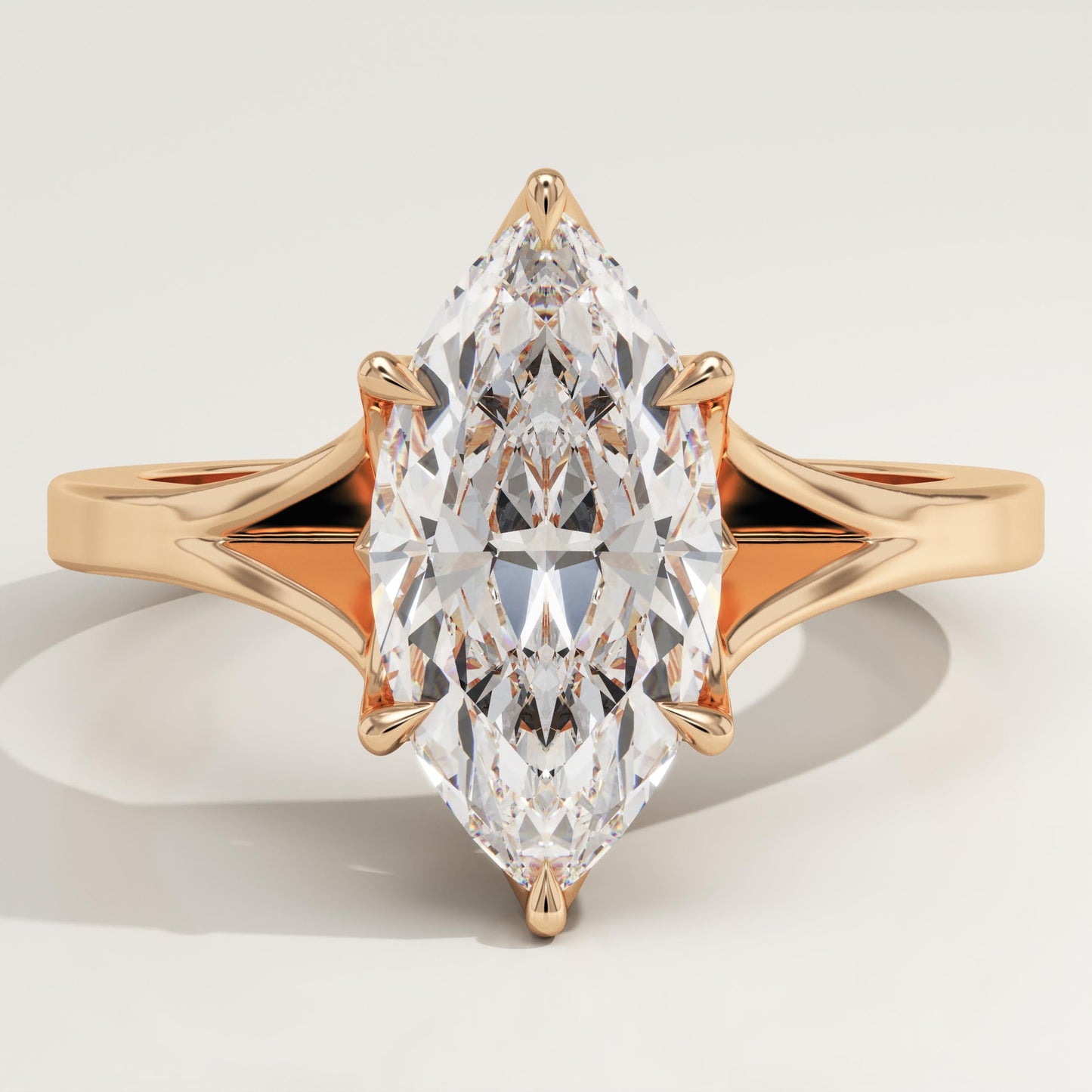 Marquise Cut Solitaire Split Shank Lab-Grown Diamond Engagement Ring