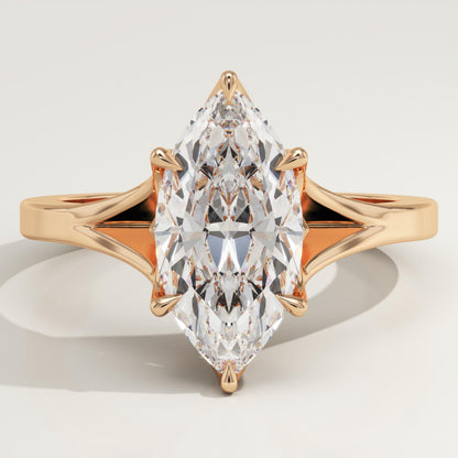Marquise Cut Solitaire Split Shank Lab-Grown Diamond Engagement Ring