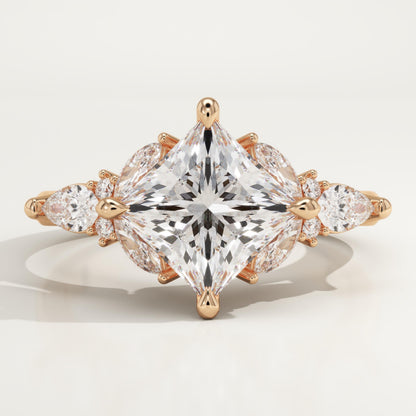 Princess Cut Nature Inspired Lab-Grown Diamond Engagement Ring