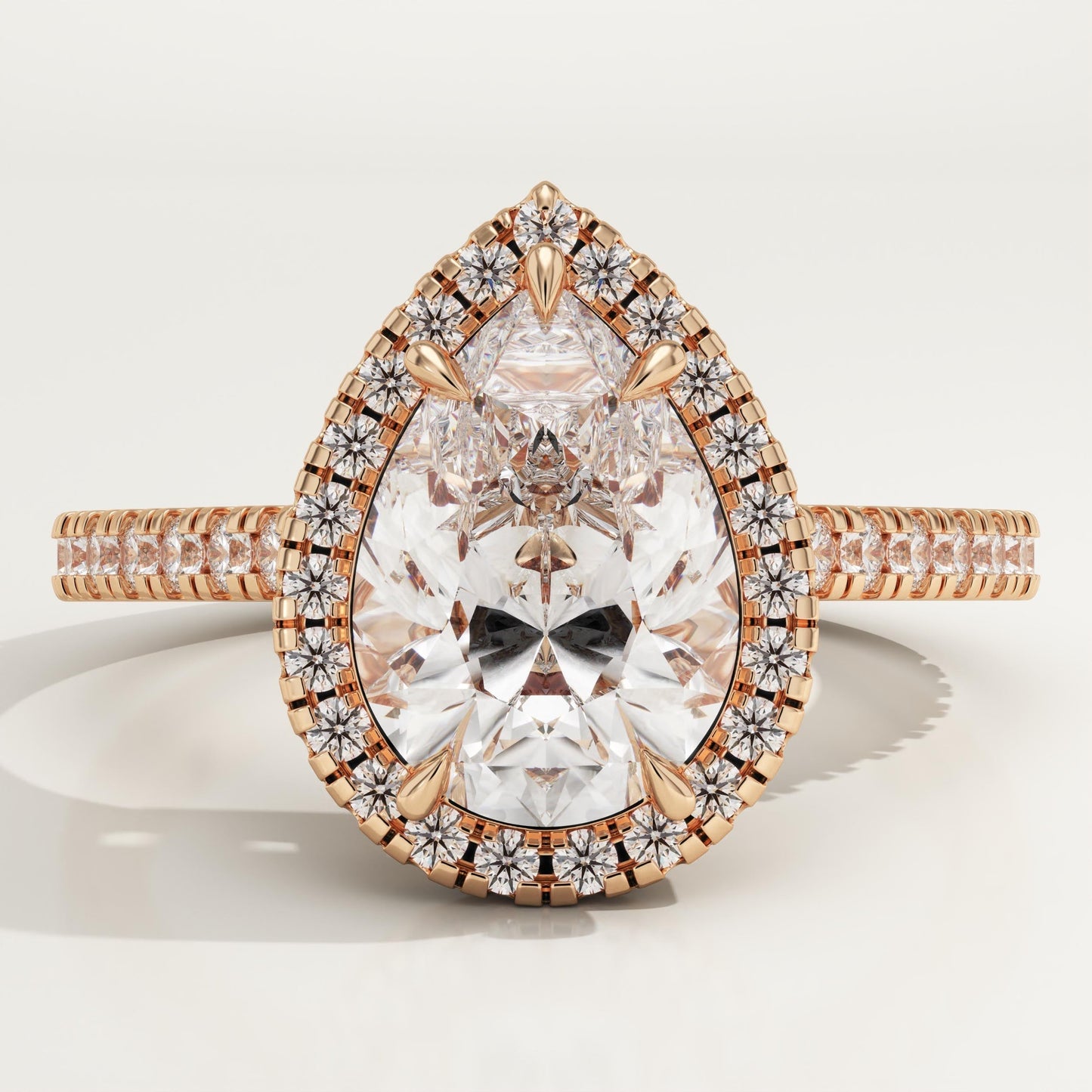 Pear Cut Halo & Pave Cathedral Lab-Grown Diamond Engagement Ring
