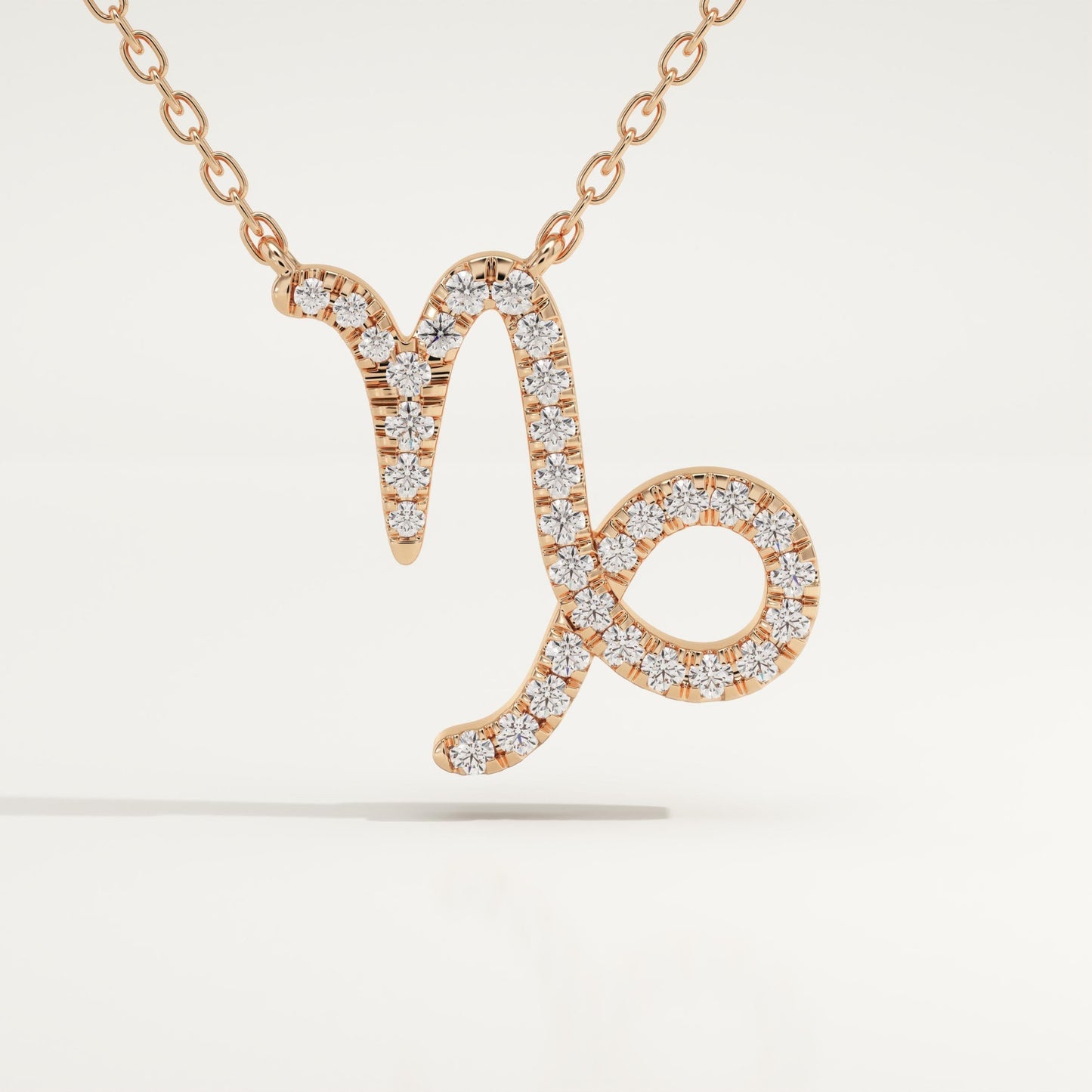0.108 TCW Round Lab-Grown Diamond Capricon Zodiac Necklace