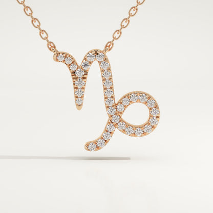 0.108 TCW Round Lab-Grown Diamond Capricon Zodiac Necklace