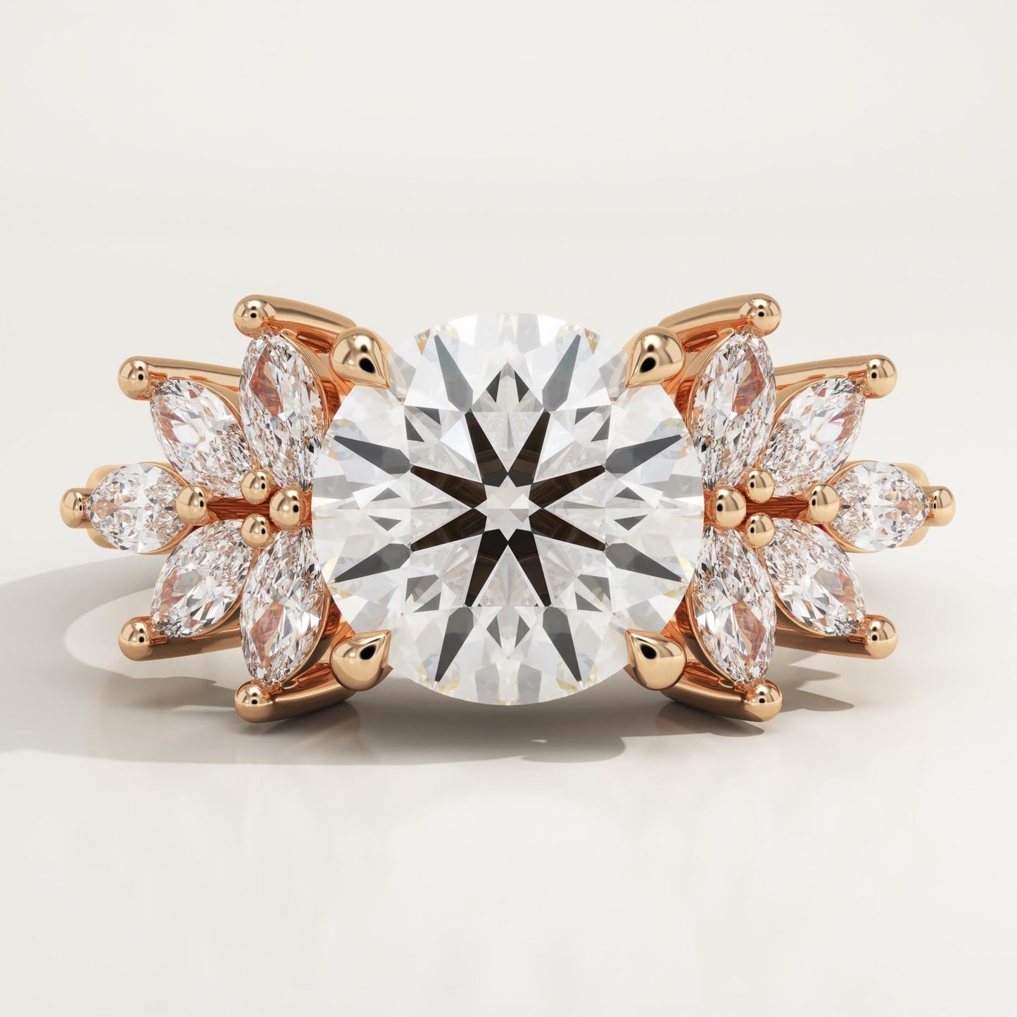 Round Cut Cluster Lab-Grown Diamond Engagement Ring