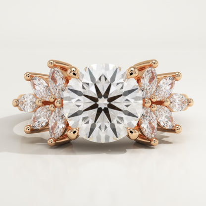 Round Cut Cluster Lab-Grown Diamond Engagement Ring