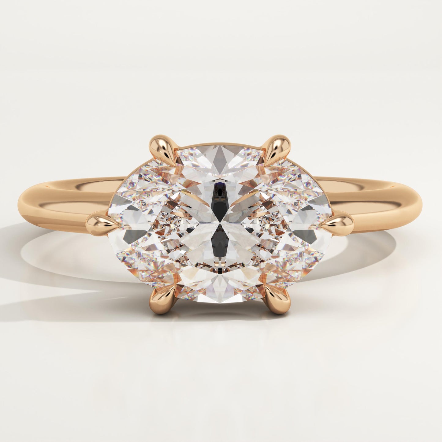 East West Oval Cut Solitaire Lab-Grown Diamond Engagement Ring