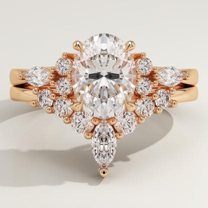 Oval Cut Cluster Lab-Grown Diamond Bridal Set