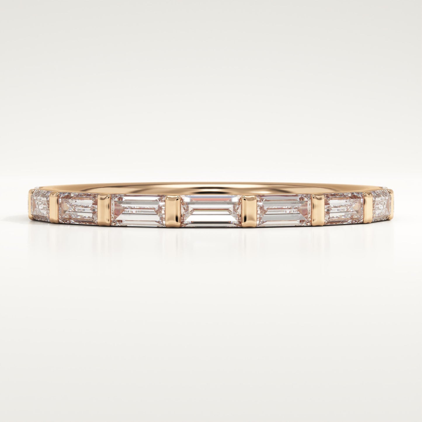 0.54 TCW Baguette Lab-Grown Diamond Half Eternity Wedding Band