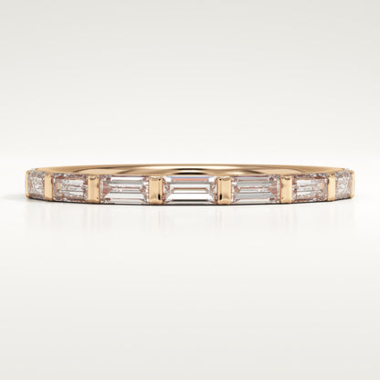0.54 TCW Baguette Lab-Grown Diamond Half Eternity Wedding Band