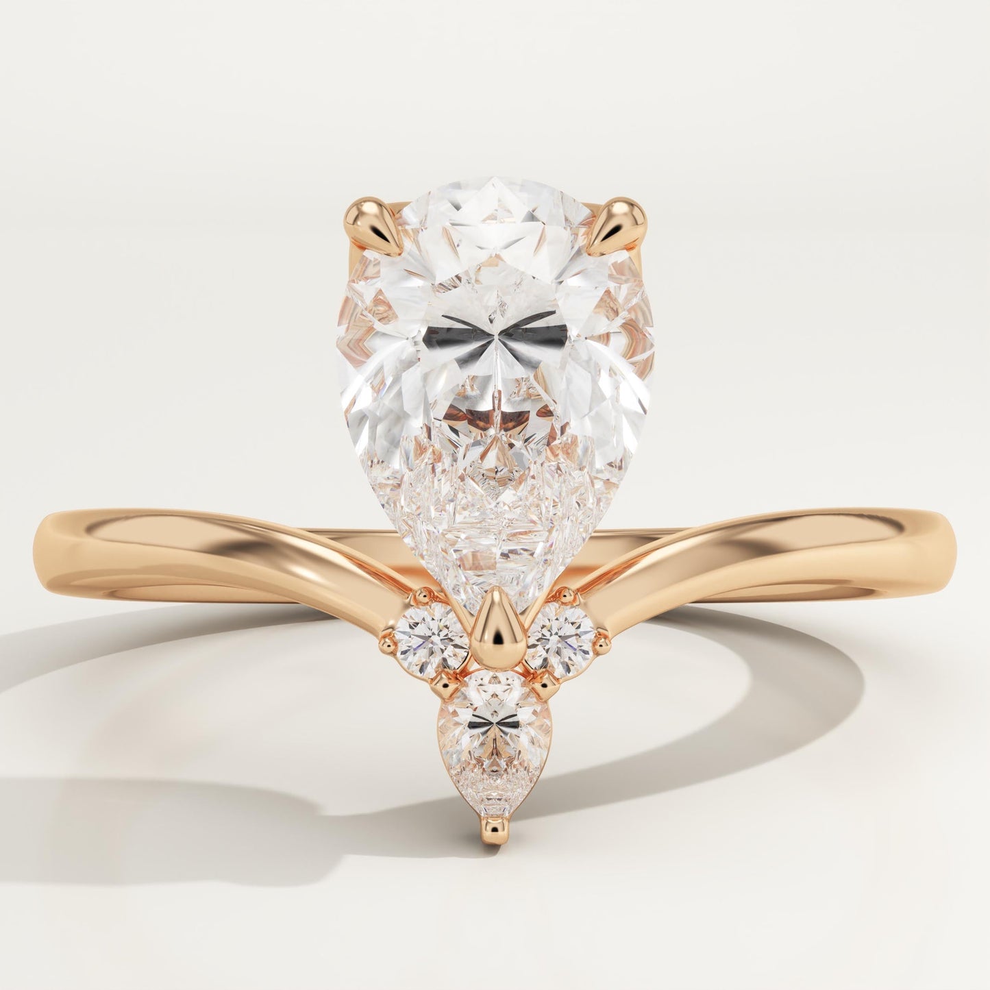 Pear Cut Curved Shank Lab-Grown Diamond Engagement Ring