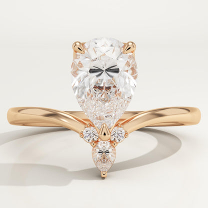 Pear Cut Curved Shank Lab-Grown Diamond Engagement Ring