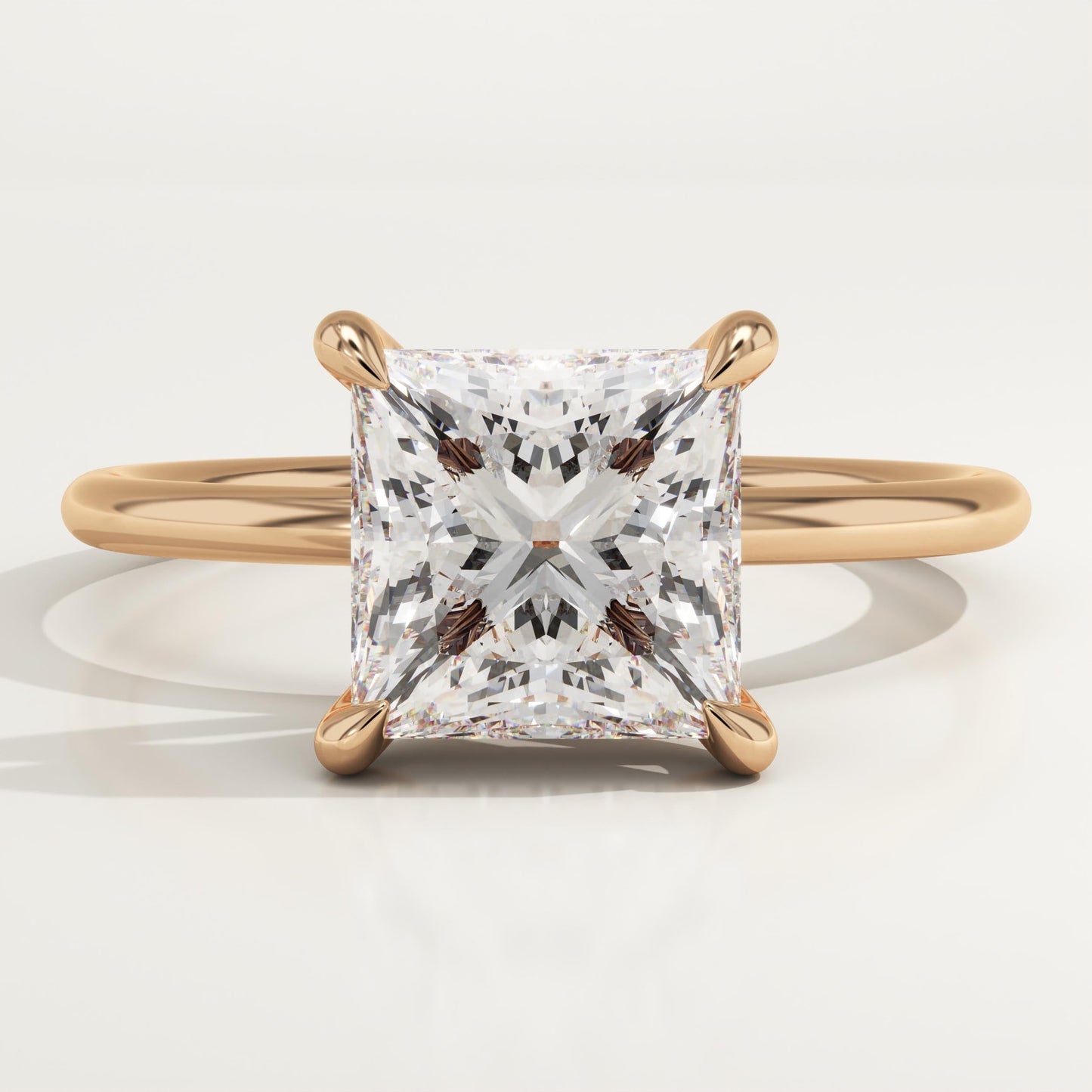 2.25 CT Princess Cut Hidden Halo Moissanite Engagement Ring