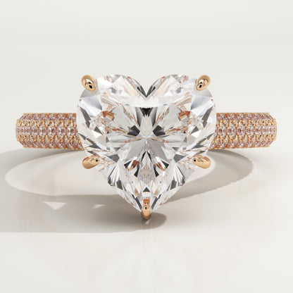 Heart Cut Hidden Halo & Triple Pave Lab-Grown Diamond Engagement Ring