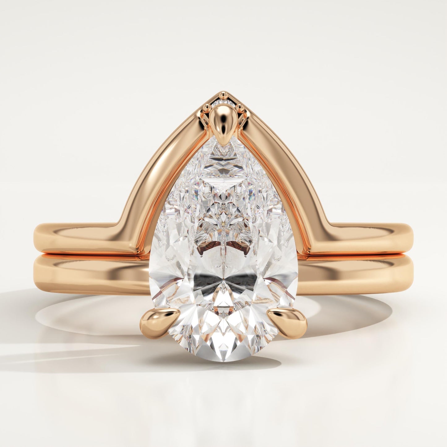 Pear Cut Solitaire Lab-Grown Diamond Bridal Set