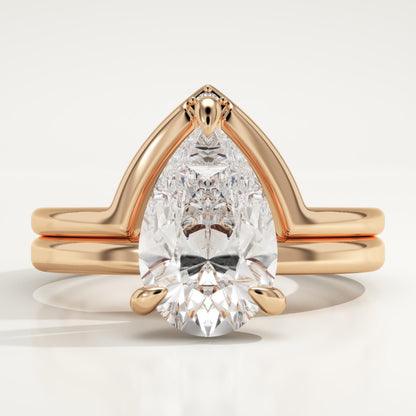 Pear Cut Solitaire Lab-Grown Diamond Bridal Set