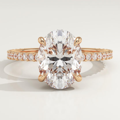 Oval Cut Pave Lab-Grown Diamond Engagement Ring