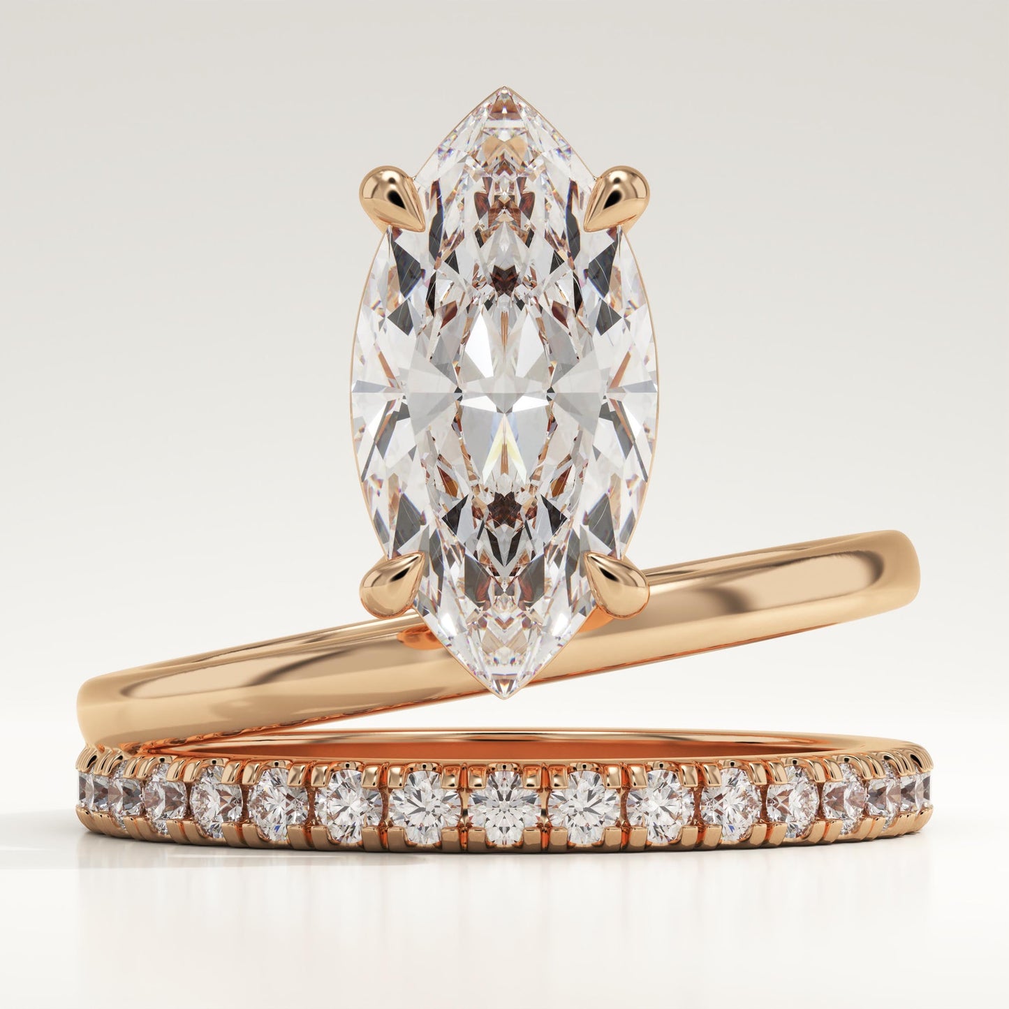 Marquise Cut Pave Lab-Grown Diamond Engagement Ring
