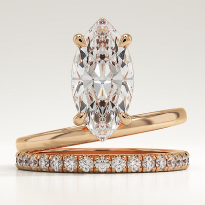 Marquise Cut Pave Lab-Grown Diamond Engagement Ring