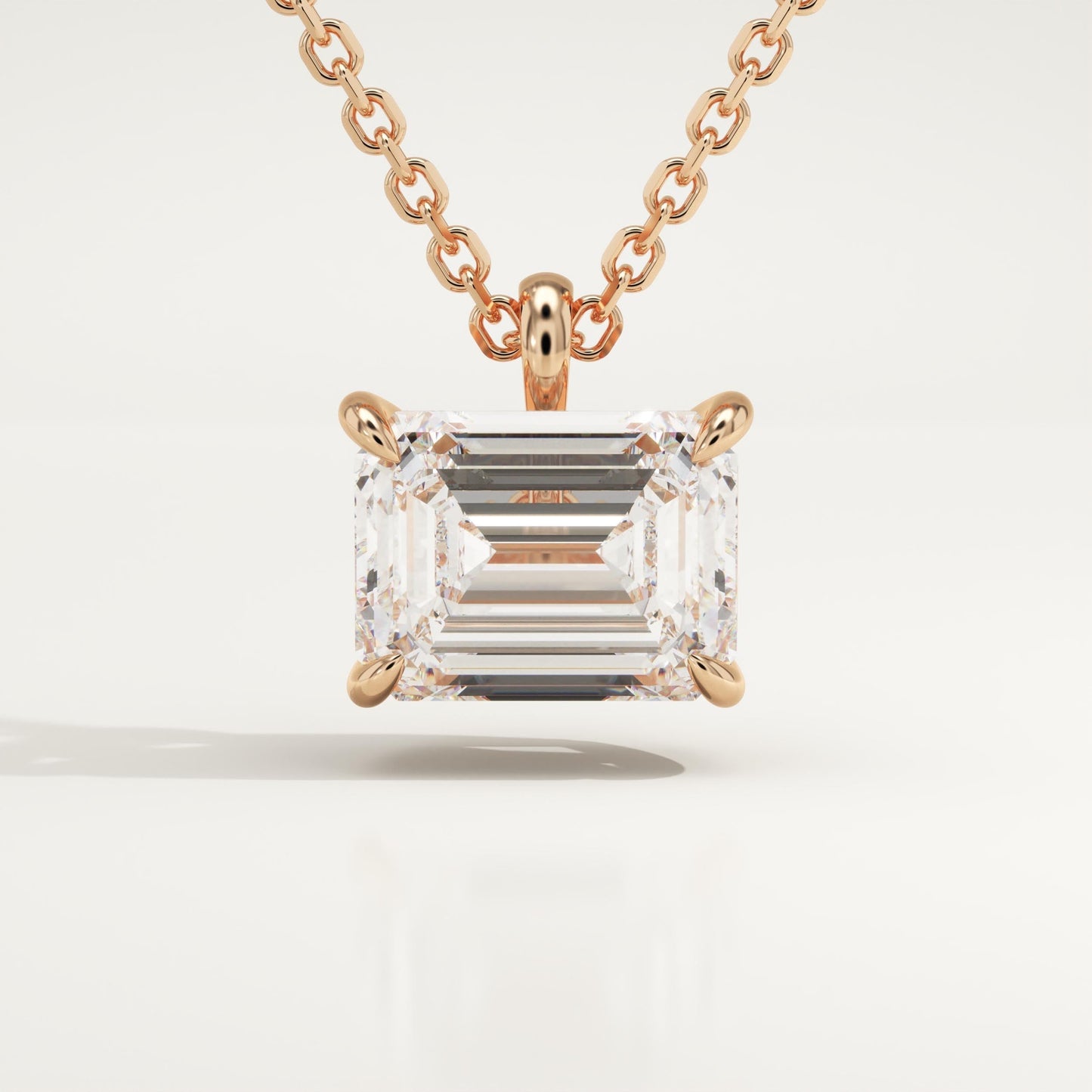 2 CT East West Emerald Lab-Grown Diamond Solitaire Necklace