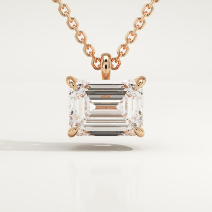 2 CT East West Emerald Lab-Grown Diamond Solitaire Necklace