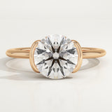 2.0 CT Round Cut Half Bezel Lab-Grown Diamond Engagement Ring