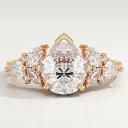 Pear Cut Cluster Lab-Grown Diamond Engagement Ring