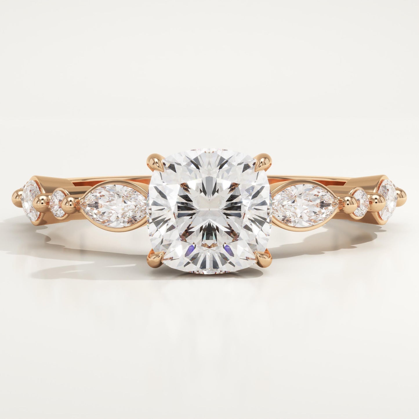 Cushion Cut Pave Lab-Grown Diamond Engagement Ring