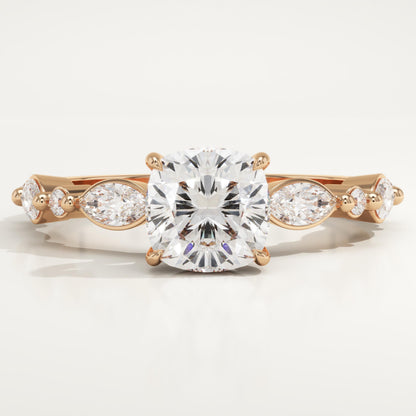 Cushion Cut Pave Lab-Grown Diamond Engagement Ring