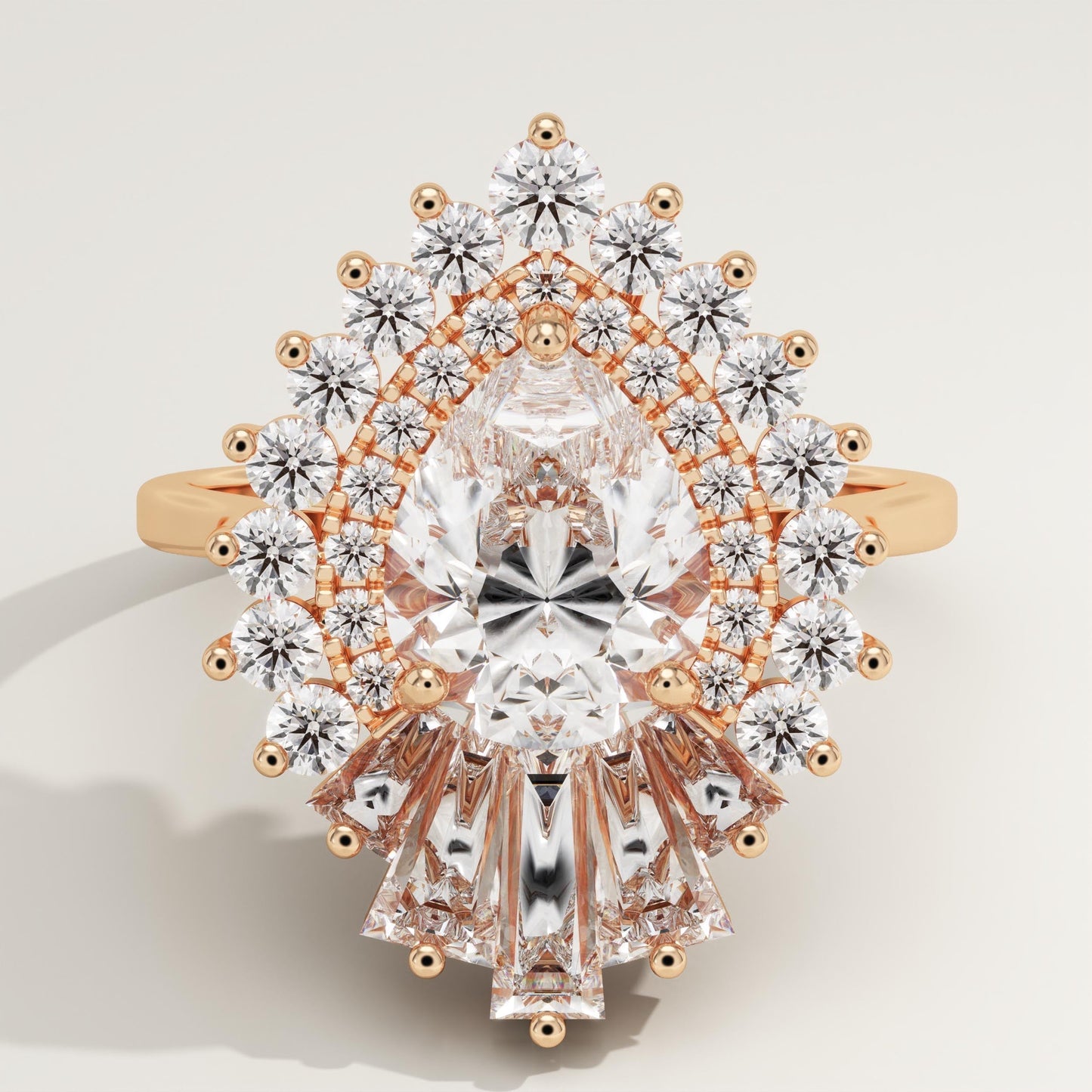 Pear Cut Cluster Lab-Grown Diamond Engagement Ring